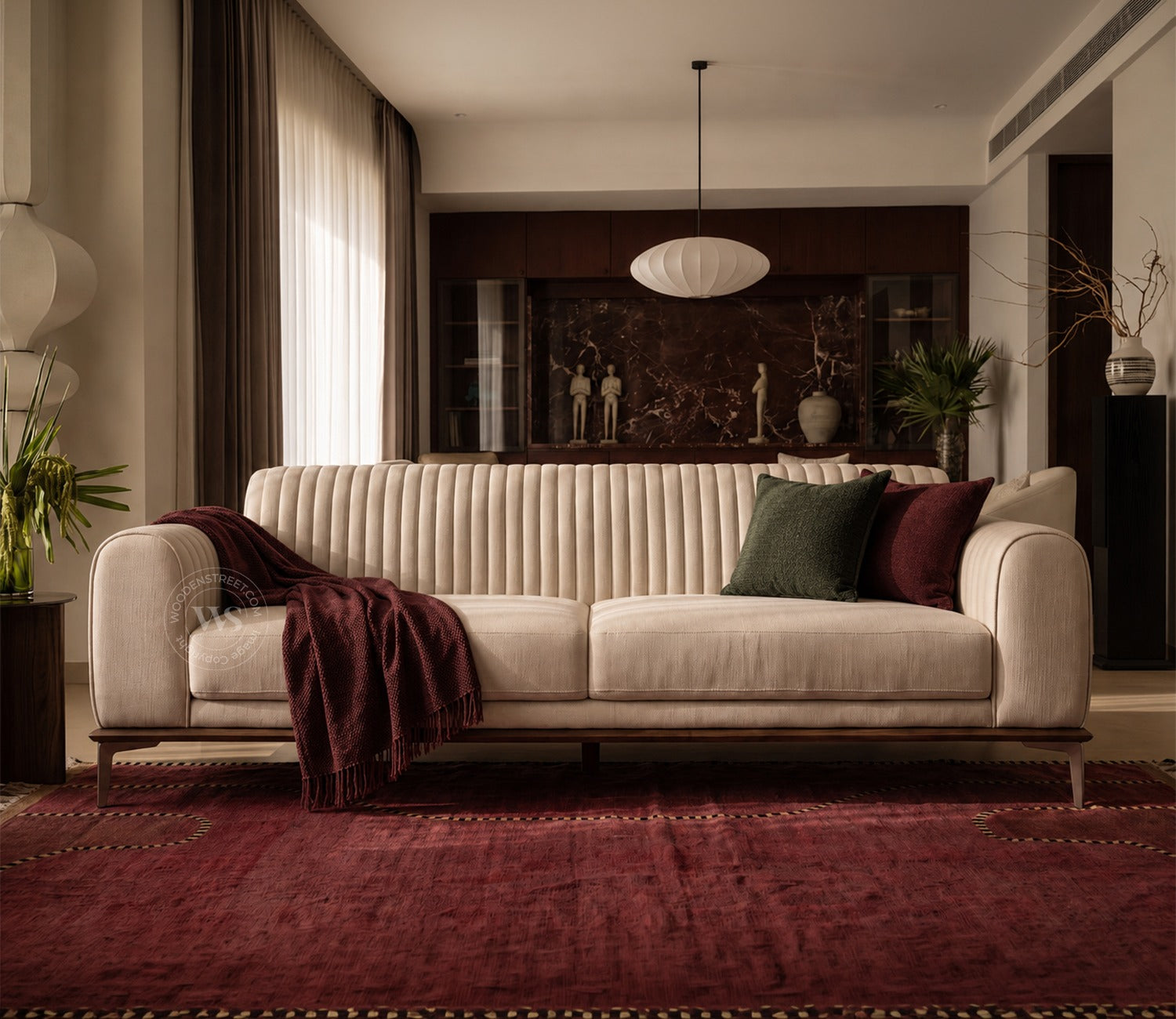 Lorenz 3 Seater Sofa (Cotton, Jade Ivory)