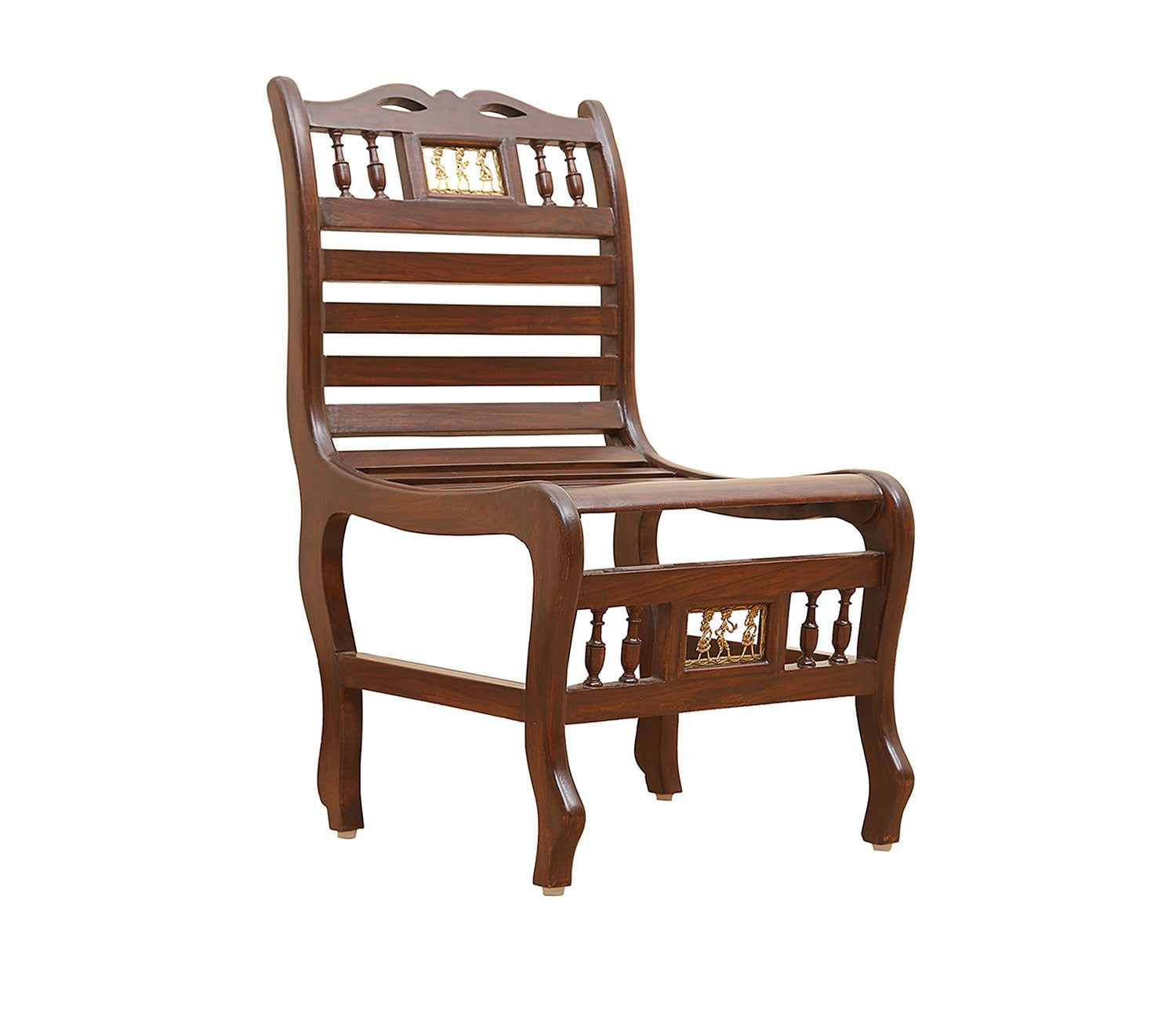 Costa Bench Chair in Striped Wood Pattern created in Walnut Finish Teakwood