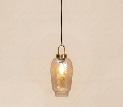 Elision Textured Glass and Metal Hanging Light (Gold, L)