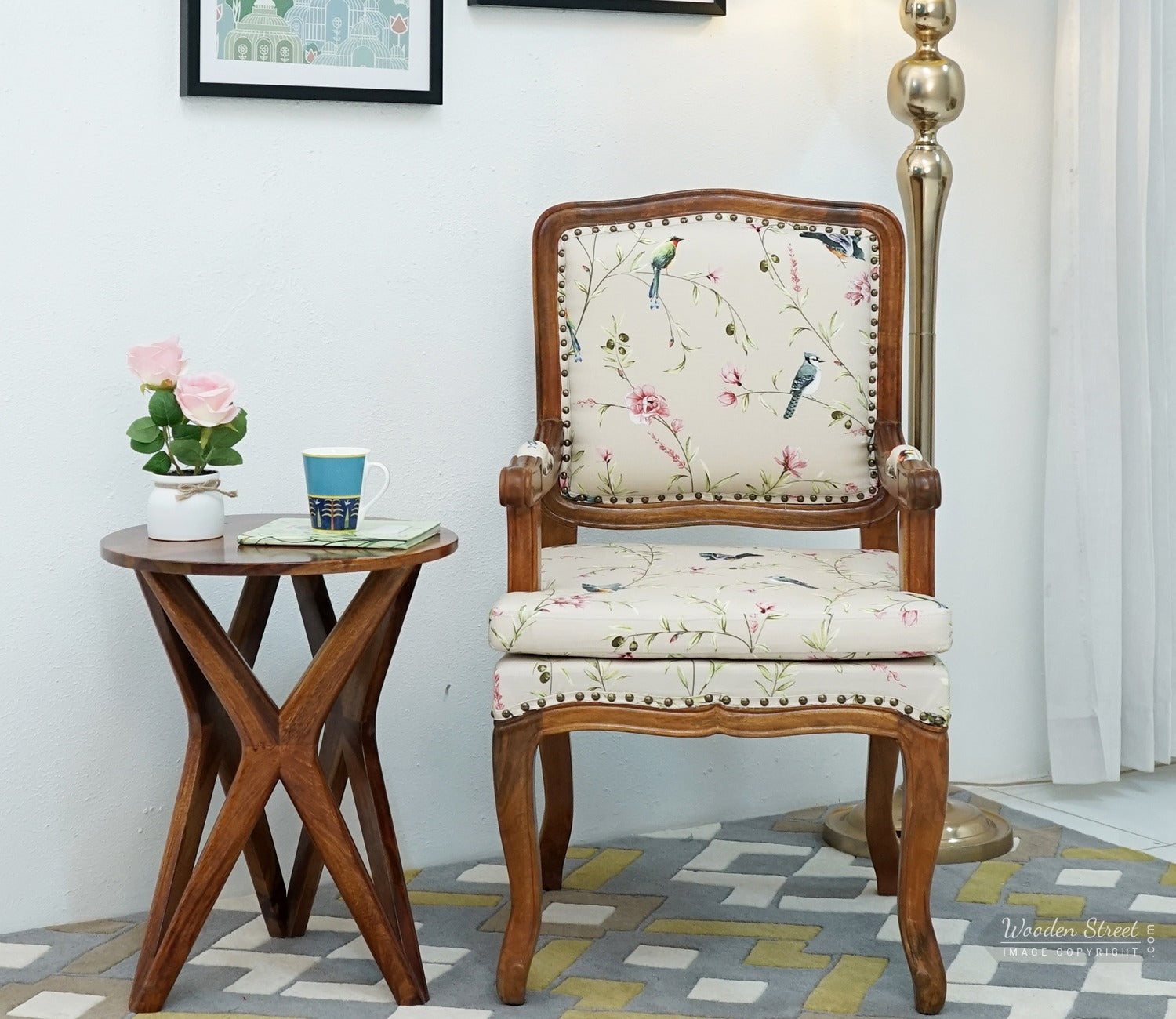 Kelvin Arm Chair (Cotton, Cream Robins)