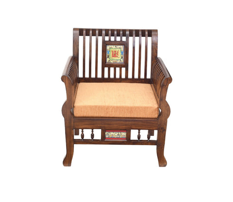Nyle Single Seater Sofa in Teakwood with Walnut Finish