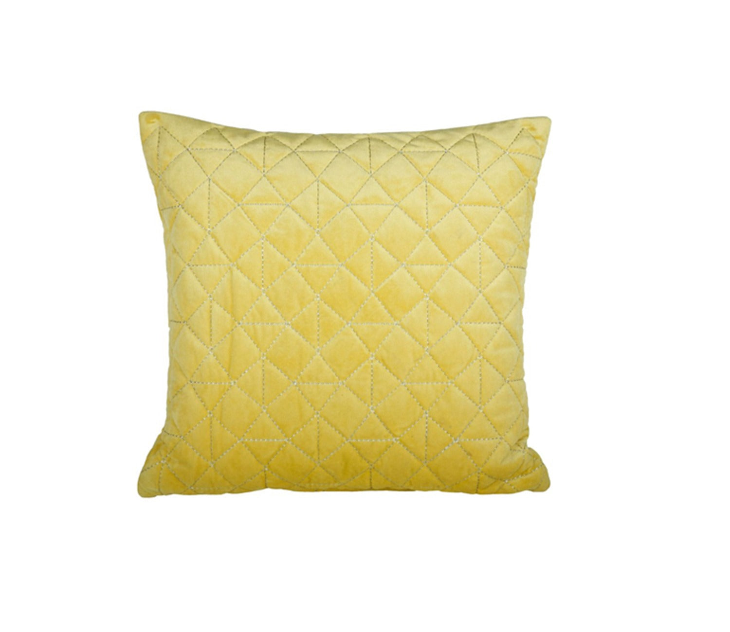Velvet Quilted Cushion Cover - Set Of 2 (Yellow, 18 x 18 inch)