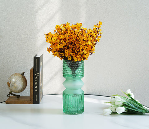 Floral Pottery Glass Vase (Green)