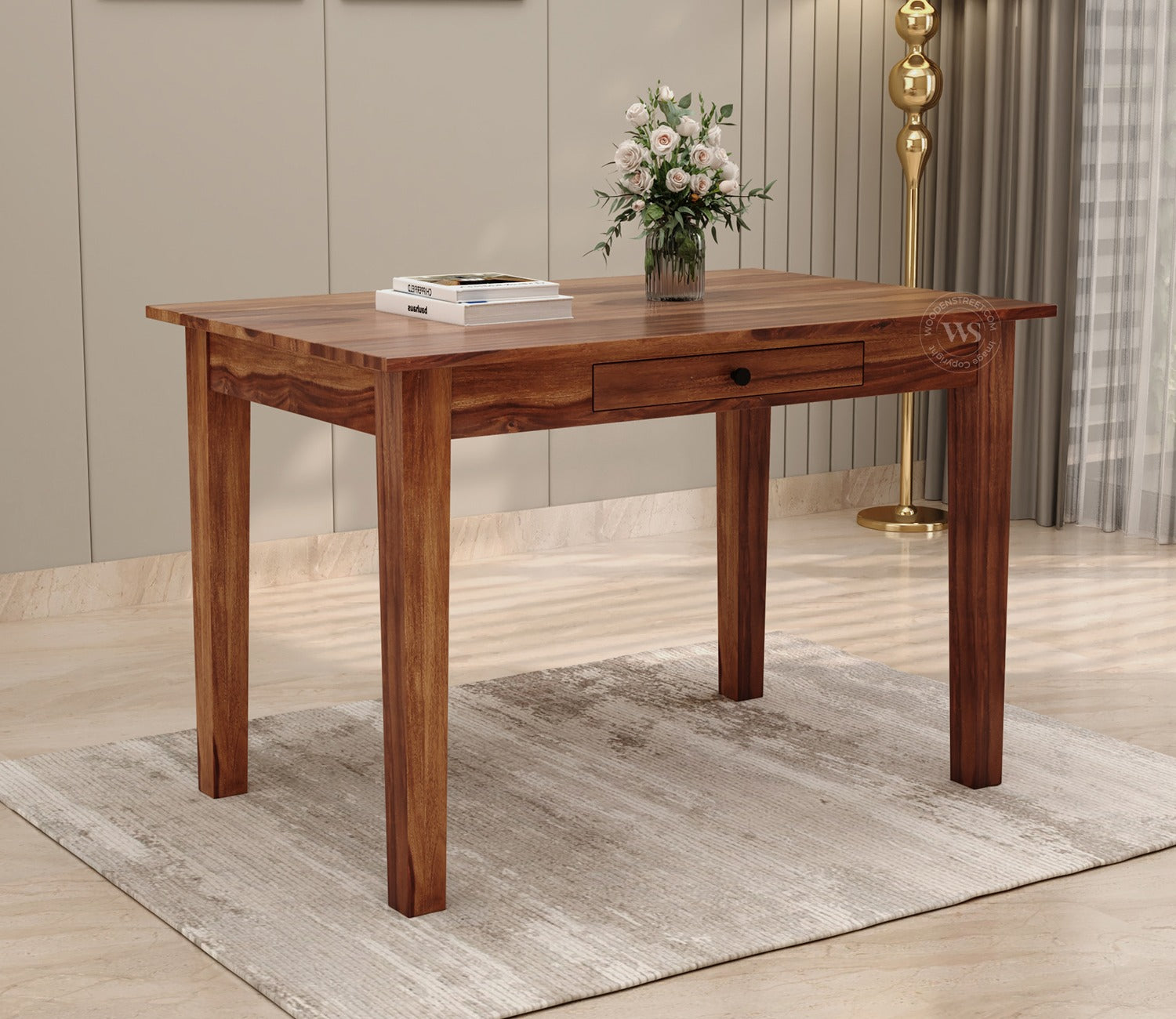 Mcbeth Compact 4 Seater Dining Table (Honey Finish)