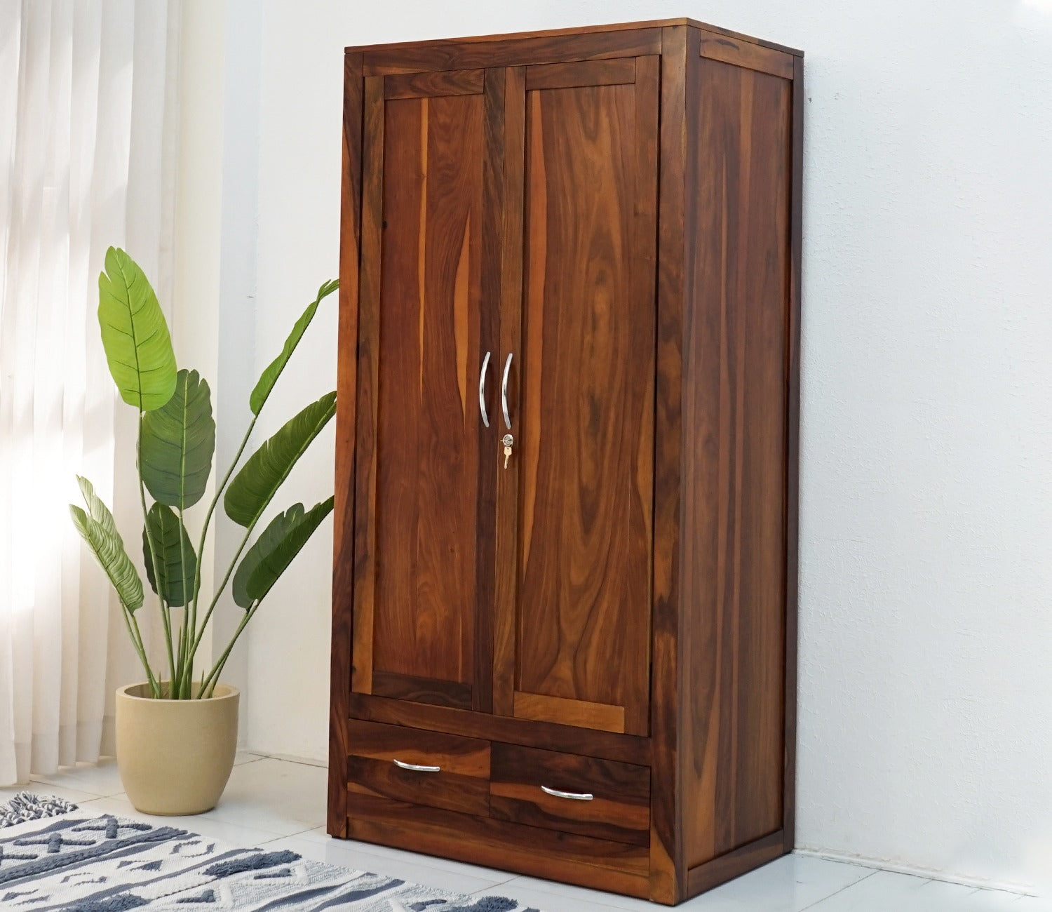 Holden 2 Door Multi Utility Wardrobe (Honey Finish)