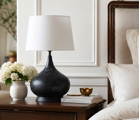 Wick Metal Black Table Lamp