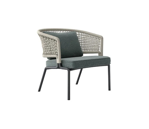 White Rope 4 Seater Sofa Set With Table And Dark Green Cushions