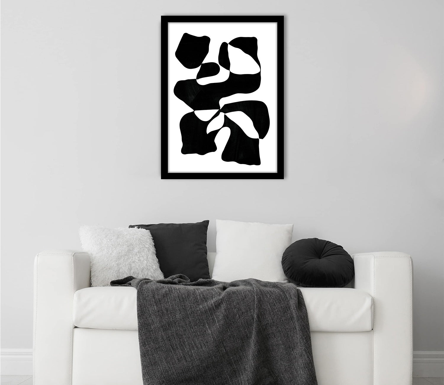 Black & White Abstract Delight Wall Frame (Rectangle, Black, 18X24, Canvas)