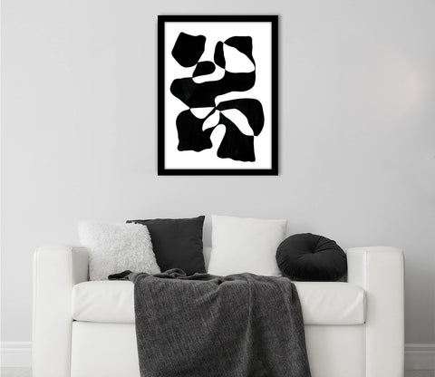 Black & White Abstract Delight Wall Frame (Rectangle, Black, 18X24, Canvas)