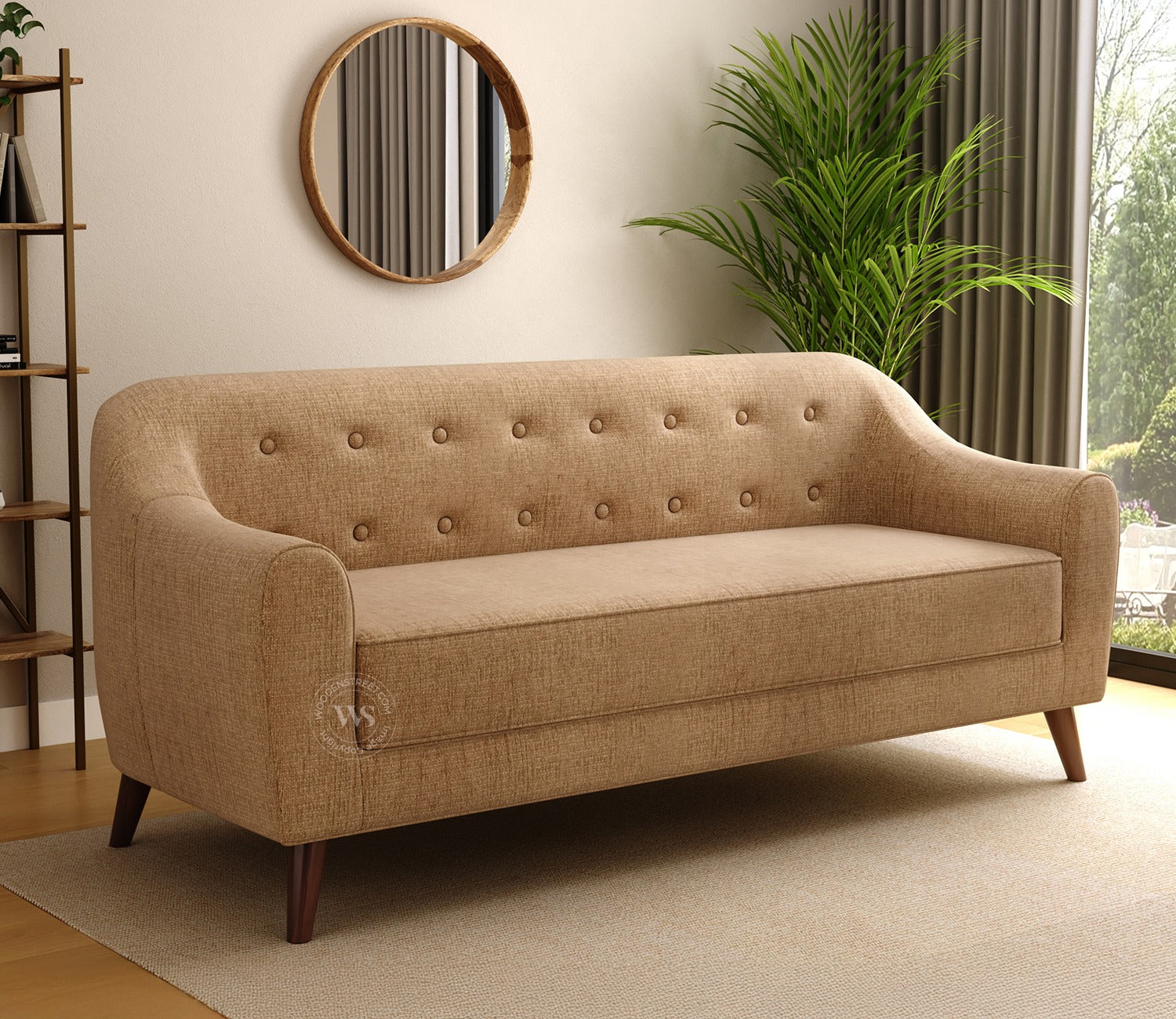 Sibert 3 Seater Fabric Sofa (Beach Cream)