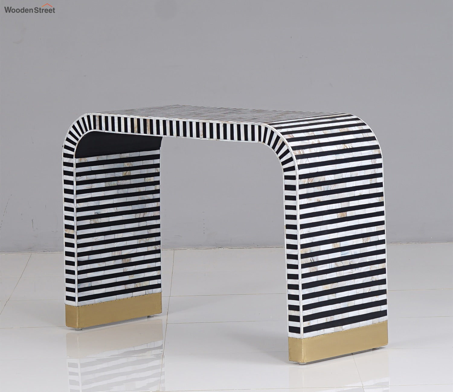 Florence Lining Stripes Designed Mother of Pearl Console Table