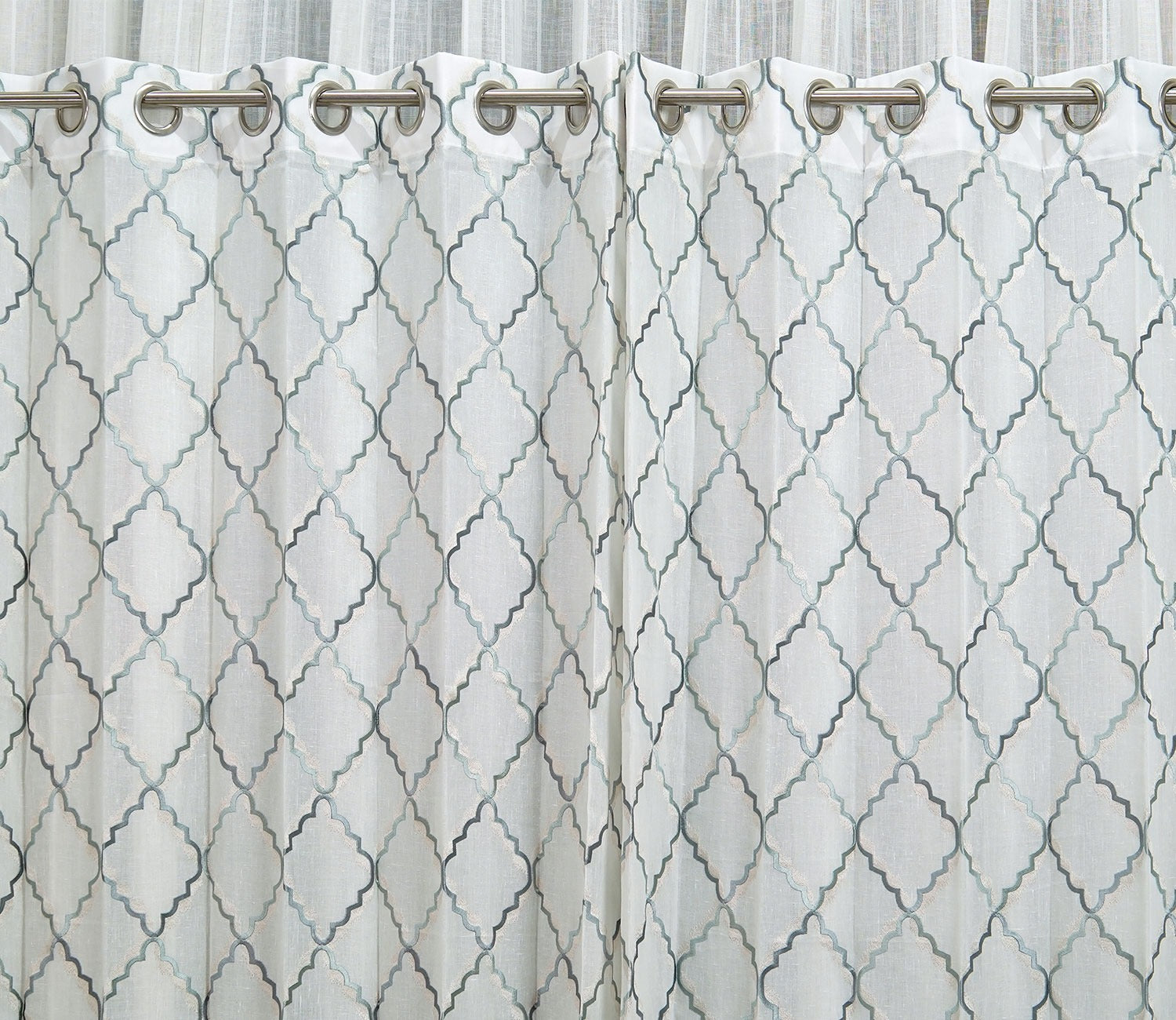 Cobalt Chain 1 Piece Sheer Curtain (Blue, 7 Feet)