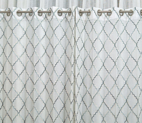 Cobalt Chain 1 Piece Sheer Curtain (Blue, 7 Feet)