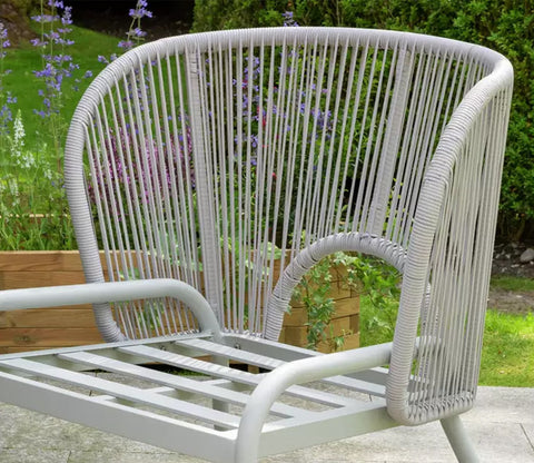White Rope 4 Seater Sofa Set With Table And White Cushions