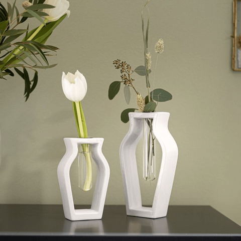 Trueliving White Rossy Flower Vase 41L x 24W x 10H Centimeters
