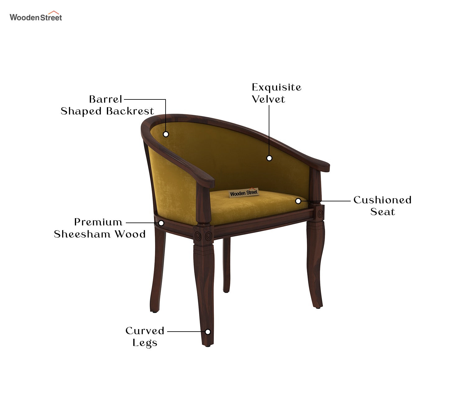 Arctic Arm Chair (Velvet, Walnut Chestnut Brown)