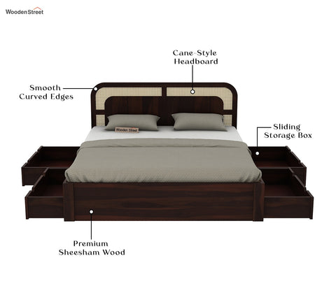 Emalyn Bed With Storage (Queen Size, Walnut Finish)
