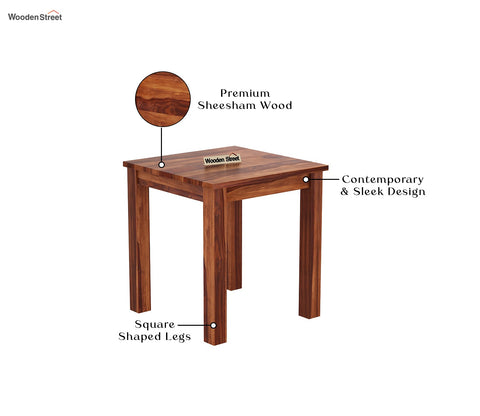 Janet Premium Sheesham Wood 2 Seater Dining Set with Janet Table and Helina Cushioned Chair (Honey Finish)