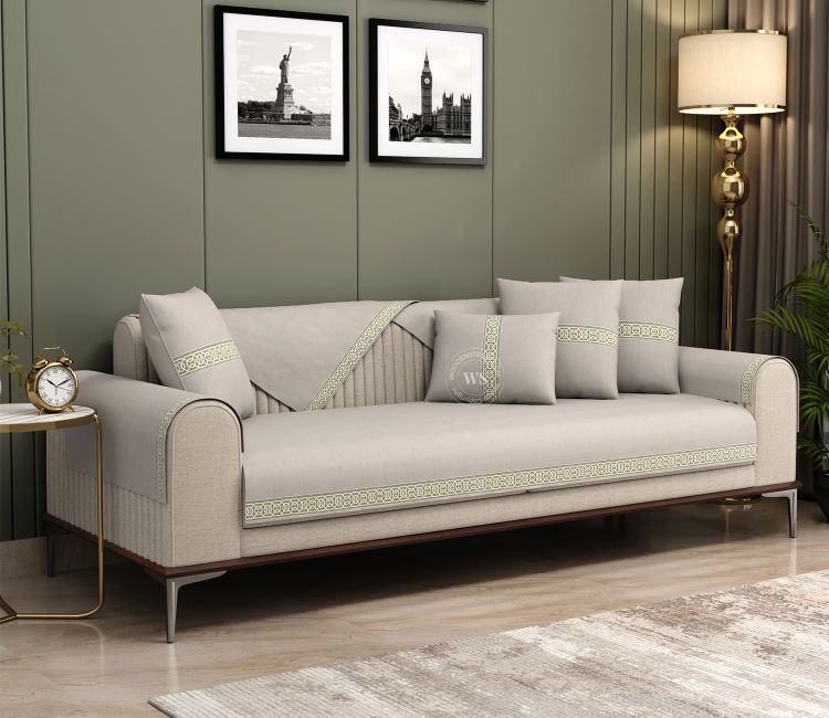 Cambridge 3 Seater Premium Sofa Cover - Set of 9 (Cashew White)
