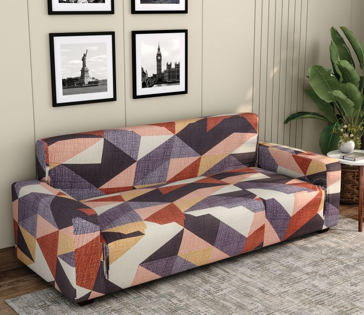 Fresca Printed Polyester Spandex 3 Seater Sofa Cover (Multi Color)