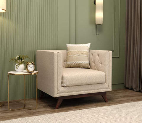 Berlin 1 Seater Sofa (Cotton, Jade Ivory)