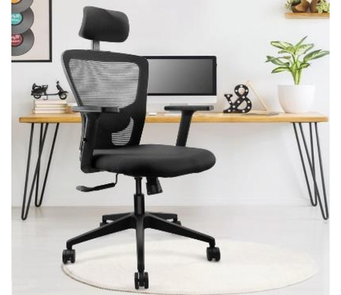 High Back Office Chair With Breathable Mesh Fabric and Adjustable Lumbar Support