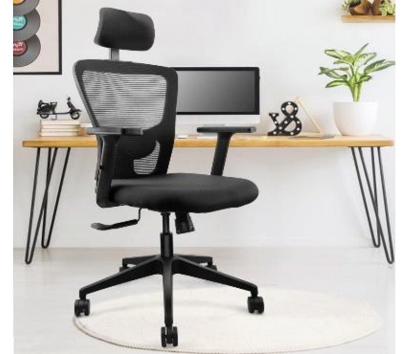 High Back Office Chair With Breathable Mesh Fabric and Adjustable Lumbar Support