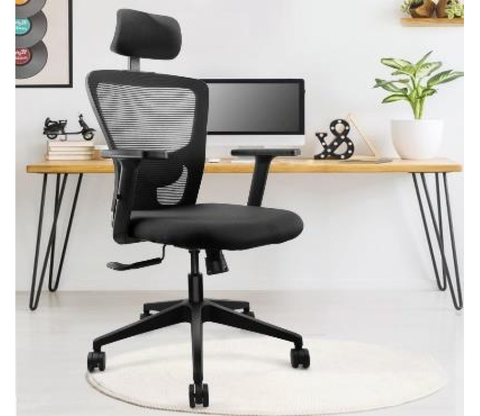 High Back Office Chair With Breathable Mesh Fabric and Adjustable Lumbar Support