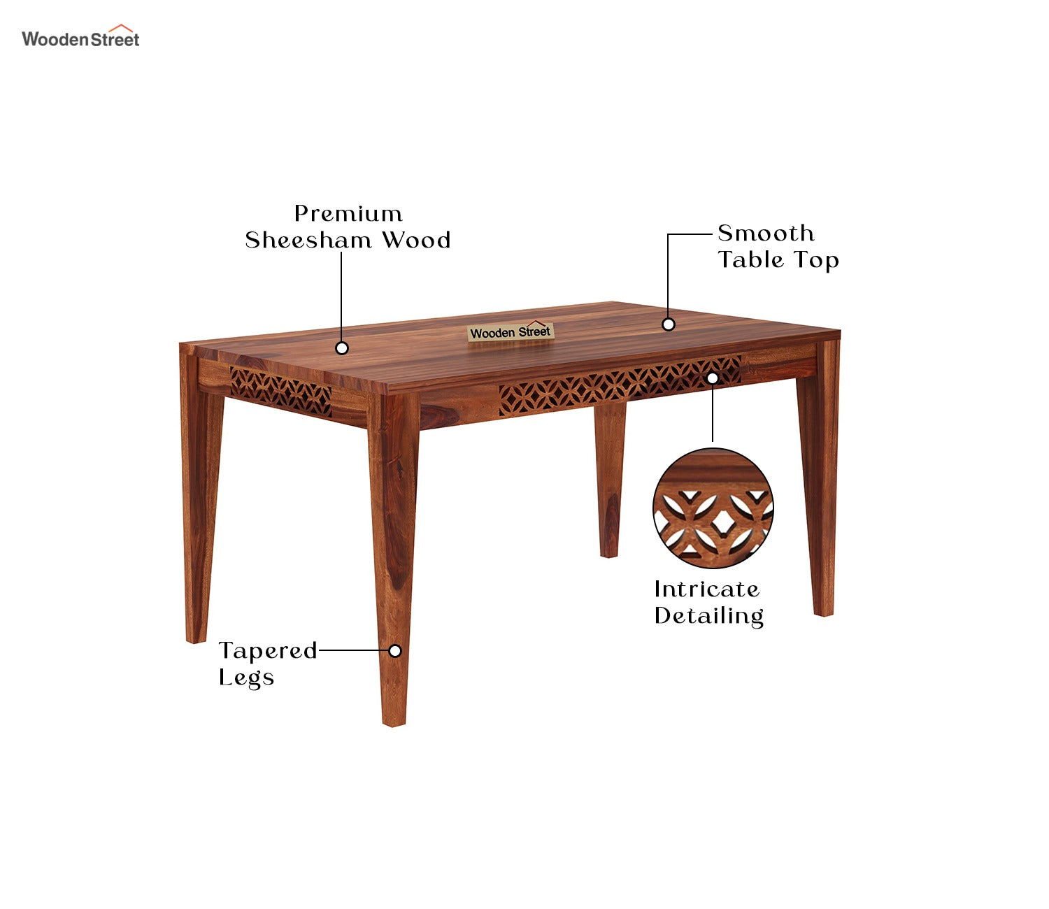 Cambrey 6 Seater Dining Table (Honey Finish)