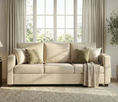 Albus 3+1+1 Seater Fabric Sofa Set (Cotton, Jade Ivory)