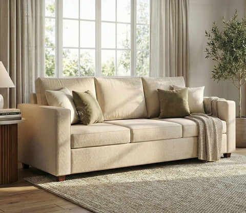 Albus 3+1+1 Seater Fabric Sofa Set (Cotton, Jade Ivory)