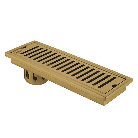 Trueliving Home Brown Vertical Shower Drain Channel (12 x 4 Inches) YELLOW GOLD PVD Coated
