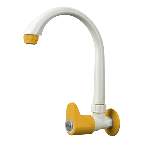 Truliving_Gold Oval Sink Tap with Swivel Spout PTMT Faucet 15 MM White orange