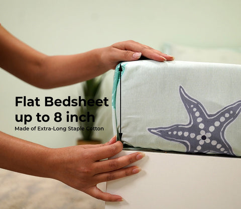 Star And Octopus Flat Cotton Kids Bed Sheet King Size with 2 Pillow Covers