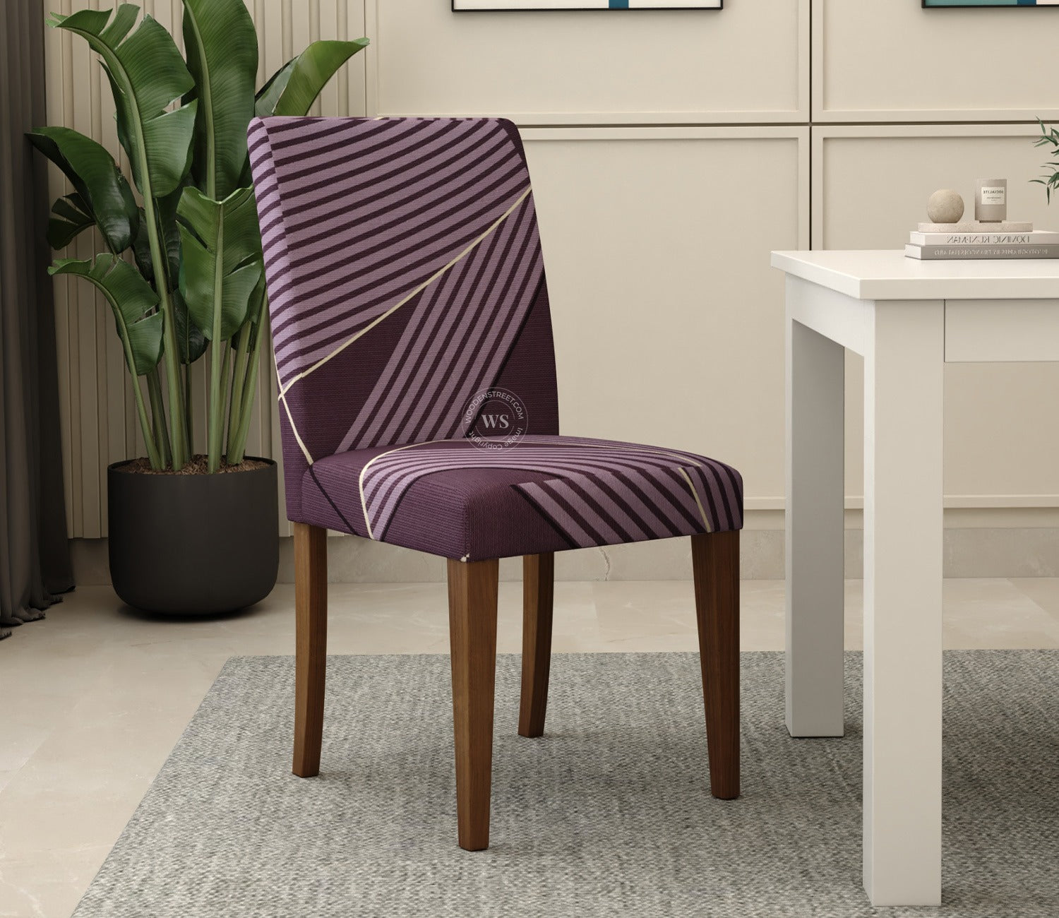 Cason Elastic Abstract Printed Polyester Spandex Dining Chair Cover Set Of 1 (Grey)