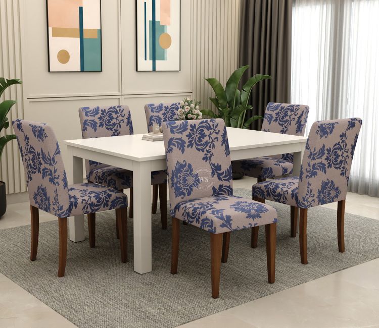Grace Floral Printed Polyester Spandex 6 Piece Chair Cover (Blue)