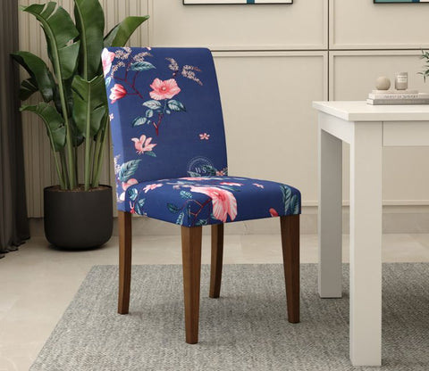 Flaubert Floral Printed Polyester Spandex 1 Piece Chair Cover (Blue)