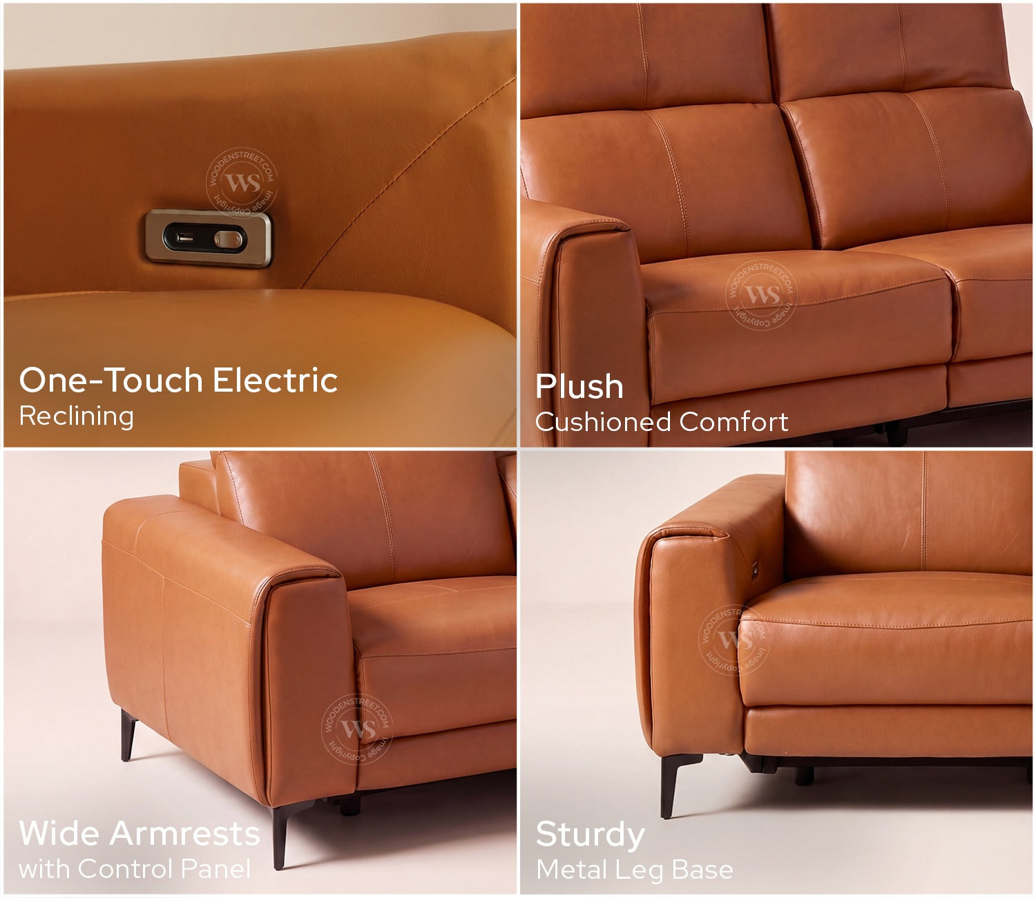 Blacksburg Luxe Electric Recliner 3+2 Seater Sofa (Urban Tan)