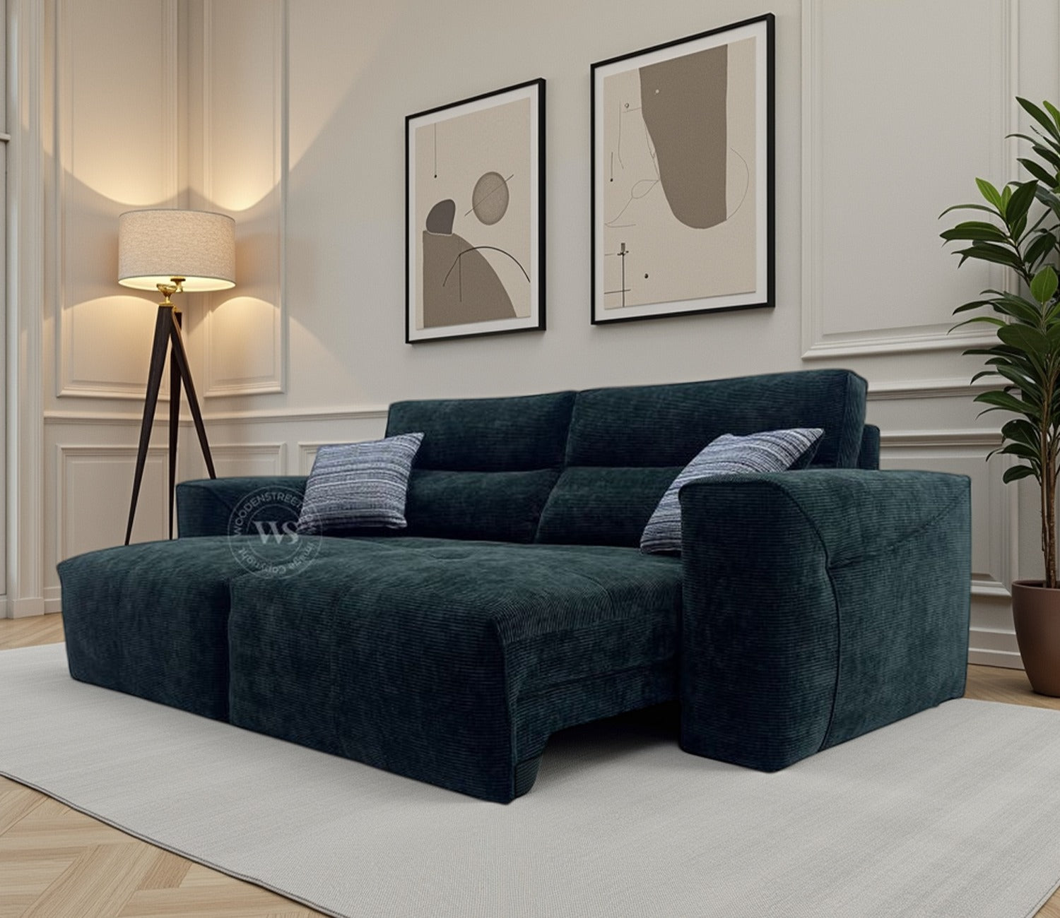 Midoro Powered Recliner Sofa with Extendable Seating (Green)