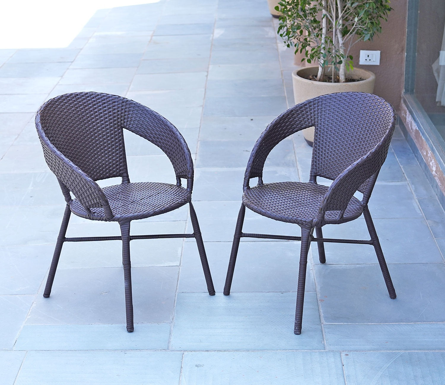 Sienna Wicker Outdoor Garden Chairs -Set of 2 (Brown)