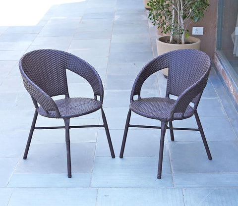 Sienna Wicker Outdoor Garden Chairs -Set of 2 (Brown)