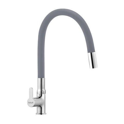 Trueliving Classy Pavo Swan Neck Brass Faucet with Silicone Grey Flexible Spout20 Inches