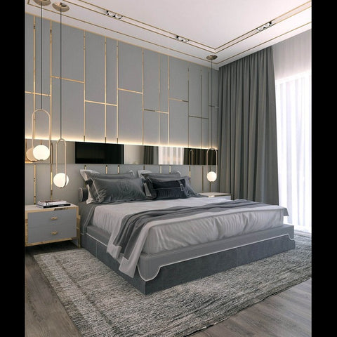 Trueliving Luxurious suite Dark bed Laminated Finish & PU Finish 6Ft *6Ft *1Ft