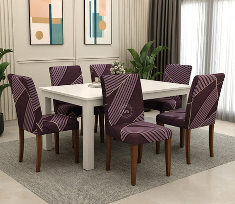 Cason Modern Abstract Printed Polyester Spandex 6 Piece Chair Cover (Grey)