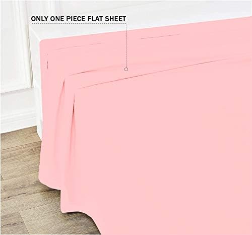 600 Thread Count Cotton 1PC Flat Sheets 100% Long Staple Pure Cotton, Smooth Sateen Finish Flat Sheet/Top Sheet with 4 Inch Hem Solid Pattern (Rose Pink/Blush, Single)