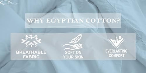 Cotton Bedsheet with 2 Pillow Cover for King Bed Egyptian 500 TC Bed Sheet Set - Light Blue Bedding Set - Durable, Ultra Soft, Hotel Quality, Export Finish Luxurious Sheets