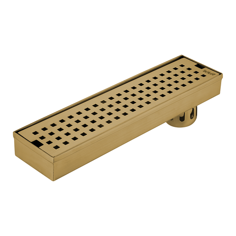 Trueliving Home Brown Palo Shower Drain Channel (18 x 3 Inches) with YELLOW GOLD PVD Coating