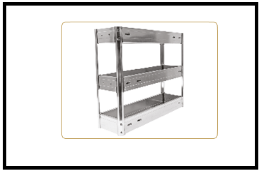 Trueliving_GLOSSY SPARKLE BOTTLE PULLOUT - THREE SHELF (WITH UNDER MOUNT QUADRO) *4'' 100MM 150MM Cabinet