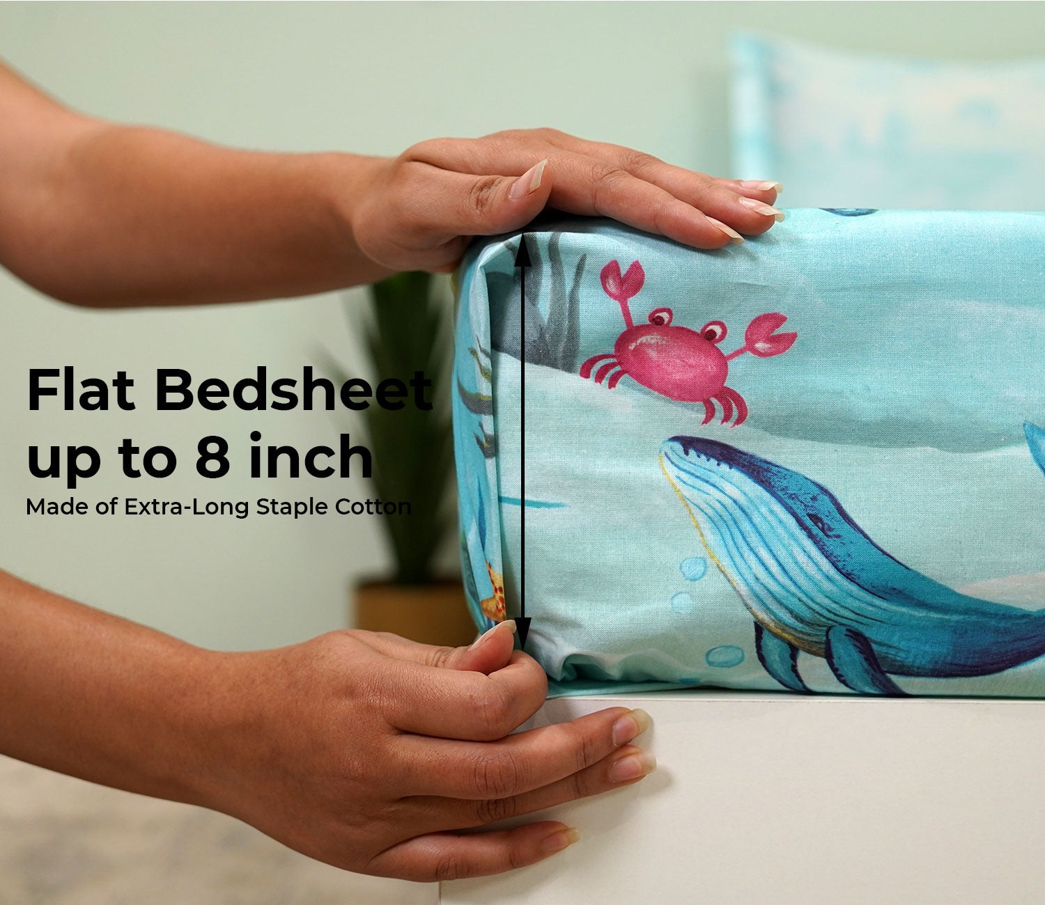 Seashore Flat Cotton Kids Bed Sheet King Size with 2 Pillow Covers