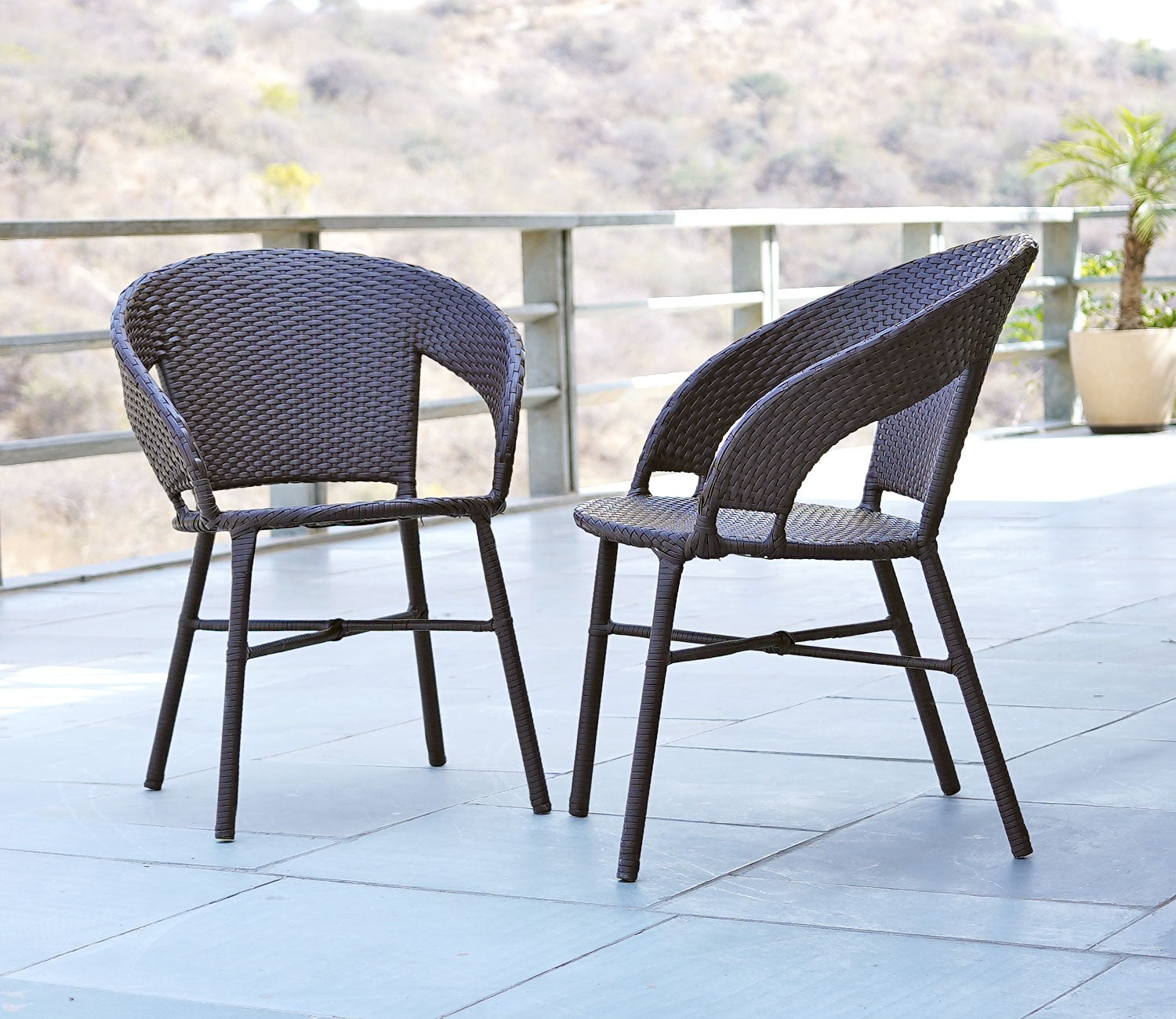 Sienna Wicker Outdoor Garden Chairs -Set of 2 (Brown)